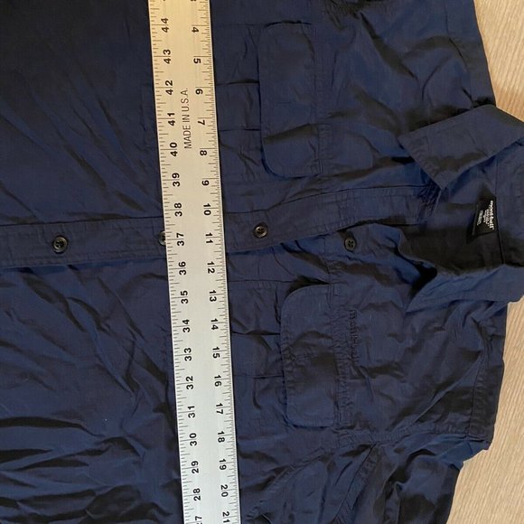 MONTBELL for Lands End M Button Front Fishing Shirt Deep Navy Blue - Picture 3 of 5